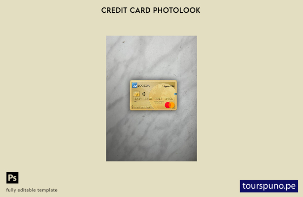 listo para imprimir plantilla frontal de fotolook de mastercard del banco Sogexi